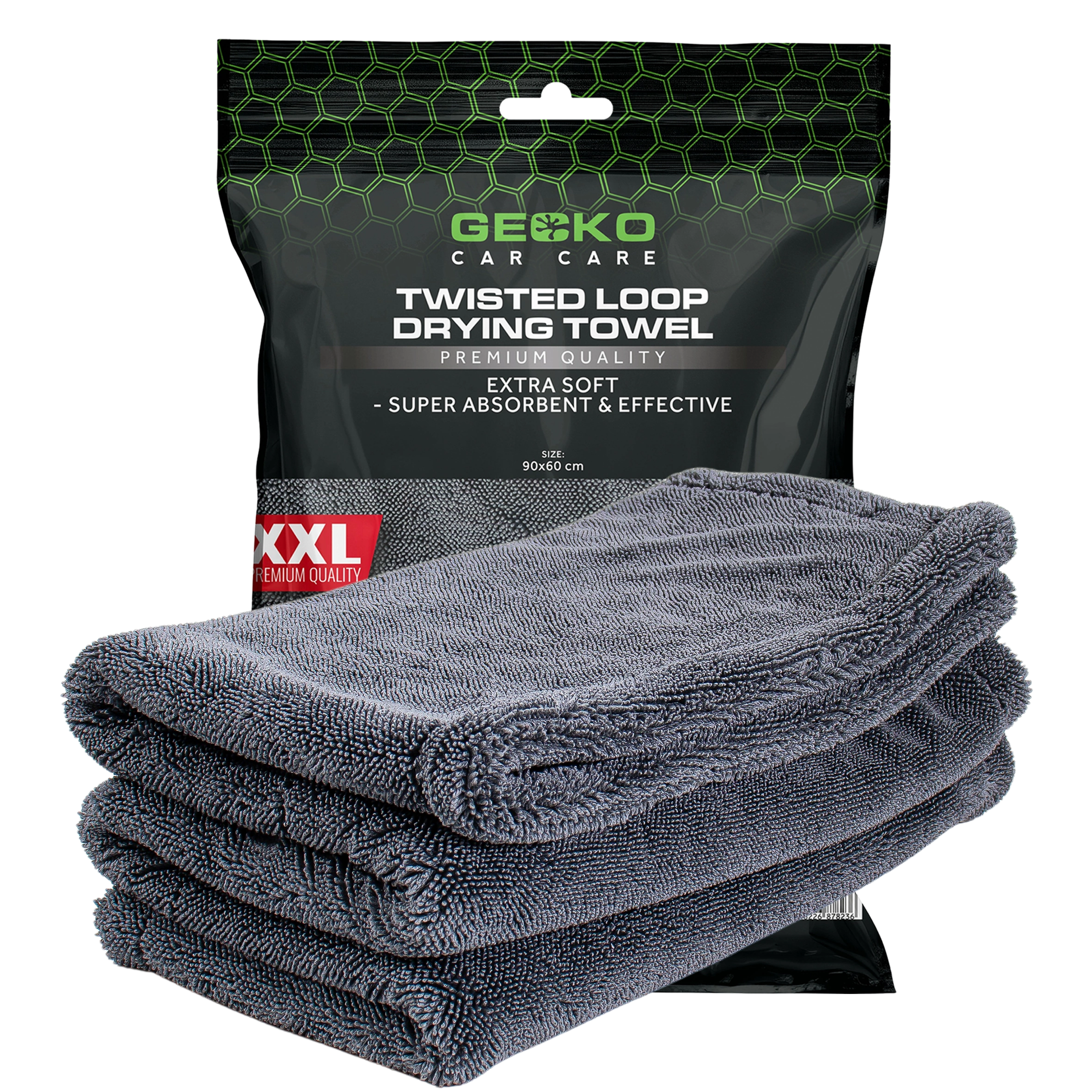 Prosop Absorbant Uscare Rapida Auto Gecko Twisted Loop Drying Towel XXL cu microfibre absorbante 90 x 60 CM / 1240 GSM